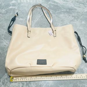 VICTORIA'S SECRET Cinch Top Tote Classy Lightweight Purse Beige Handbag $58
